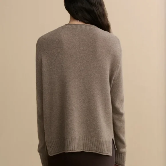 Jenni Kayne Everyday Sweater Taupe Wool Cashmere Blend Quiet Luxury Pullover L - Picture 4 of 10